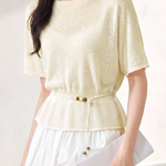 Casual Round Neck Knit Sweater With Belt - liwisi