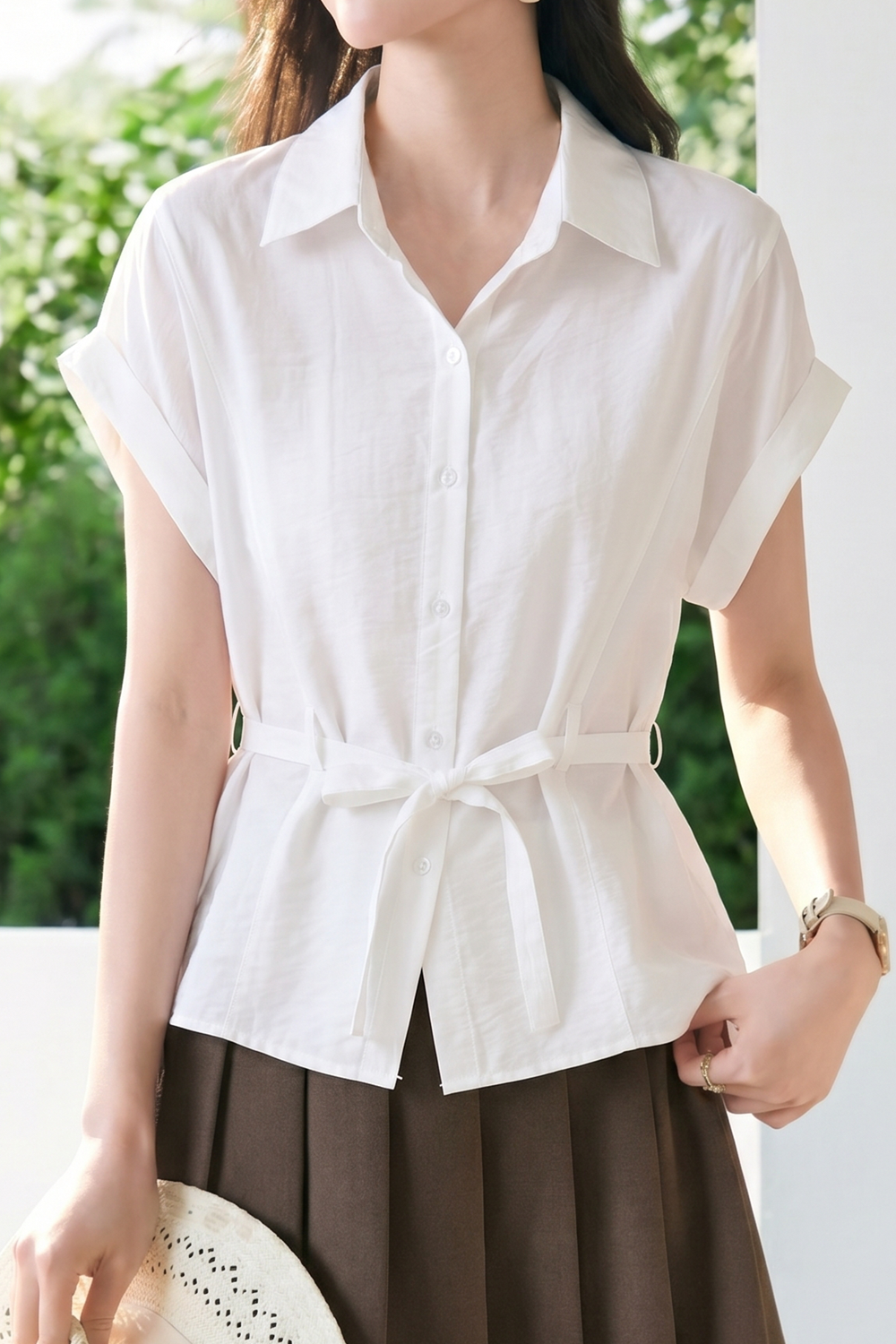 Casual Commuter Tie Waist Shirt - liwisi