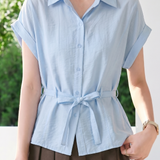Casual Commuter Tie Waist Shirt - liwisi