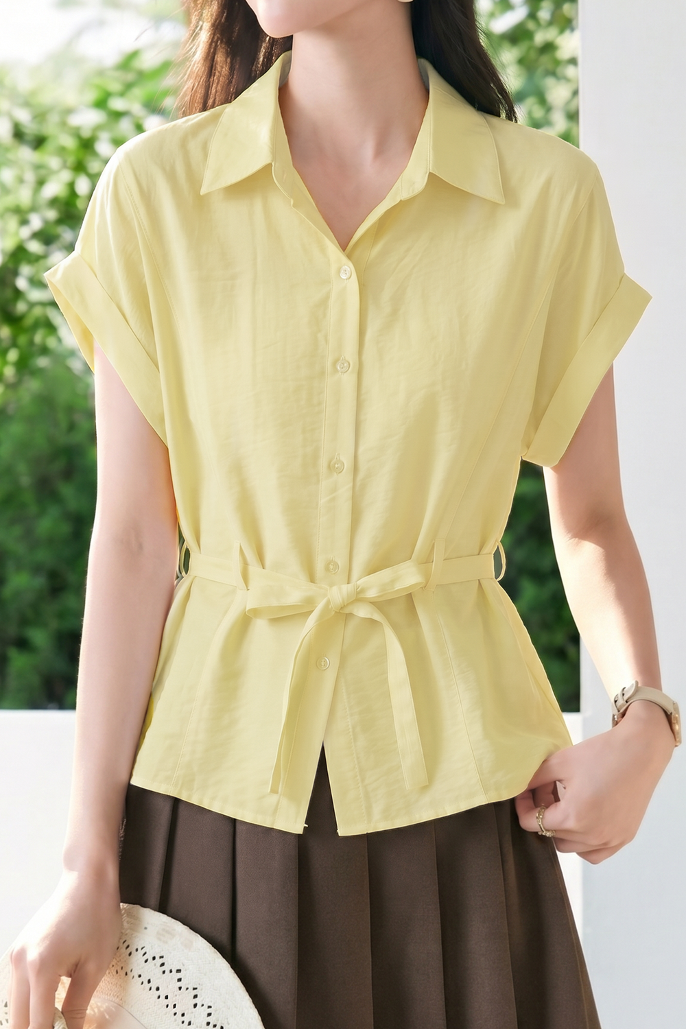 Casual Commuter Tie Waist Shirt - liwisi
