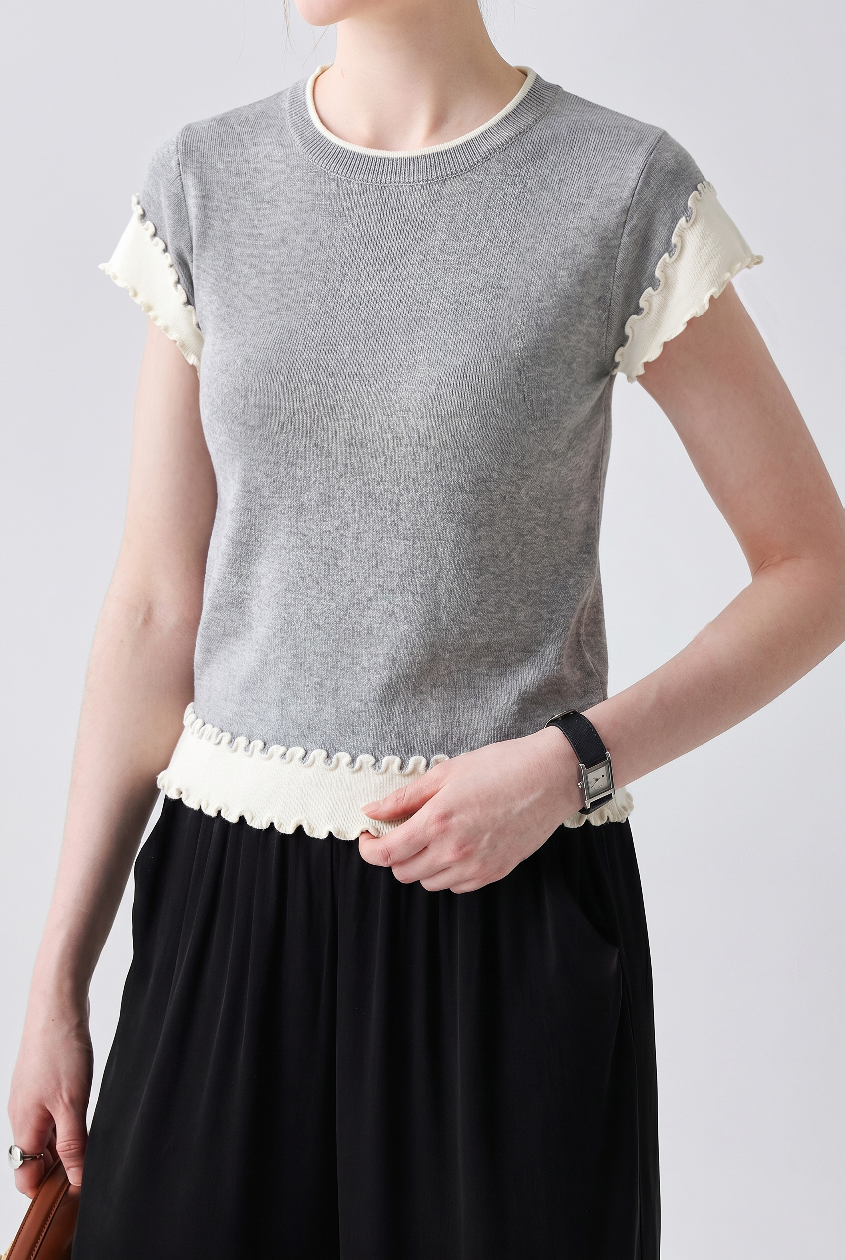 Elegant Color Block Spliced T-Shirt - liwisi
