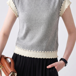 Elegant Color Block Spliced T-Shirt - liwisi