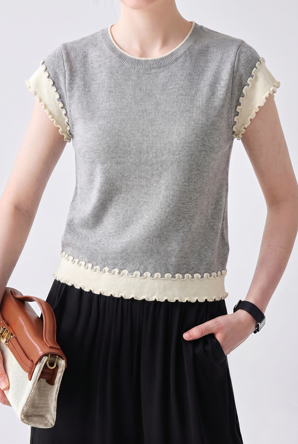 Elegant Color Block Spliced T-Shirt - liwisi
