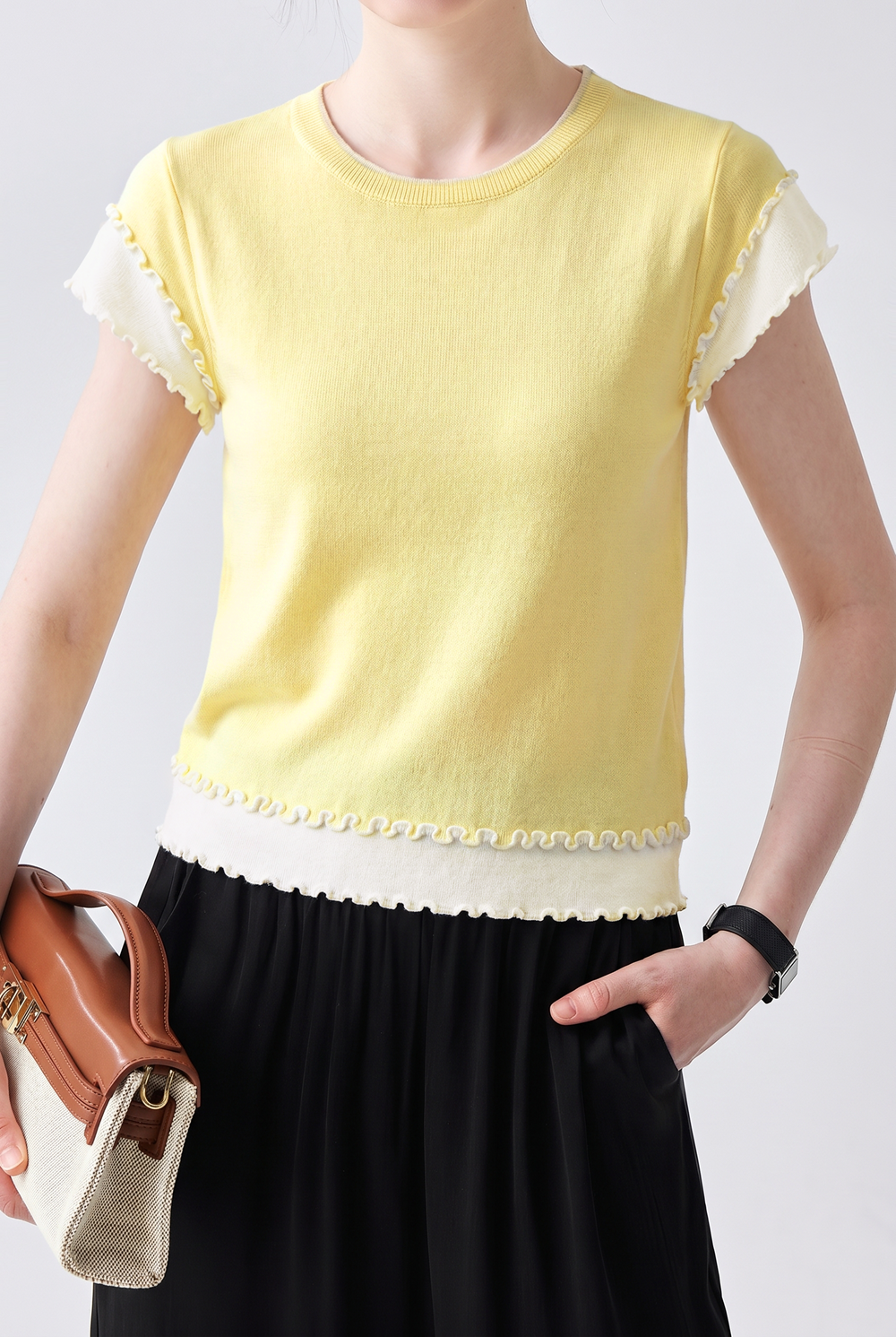 Elegant Color Block Spliced T-Shirt - liwisi
