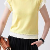 Elegant Color Block Spliced T-Shirt - liwisi