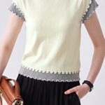 Elegant Color Block Spliced T-Shirt - liwisi