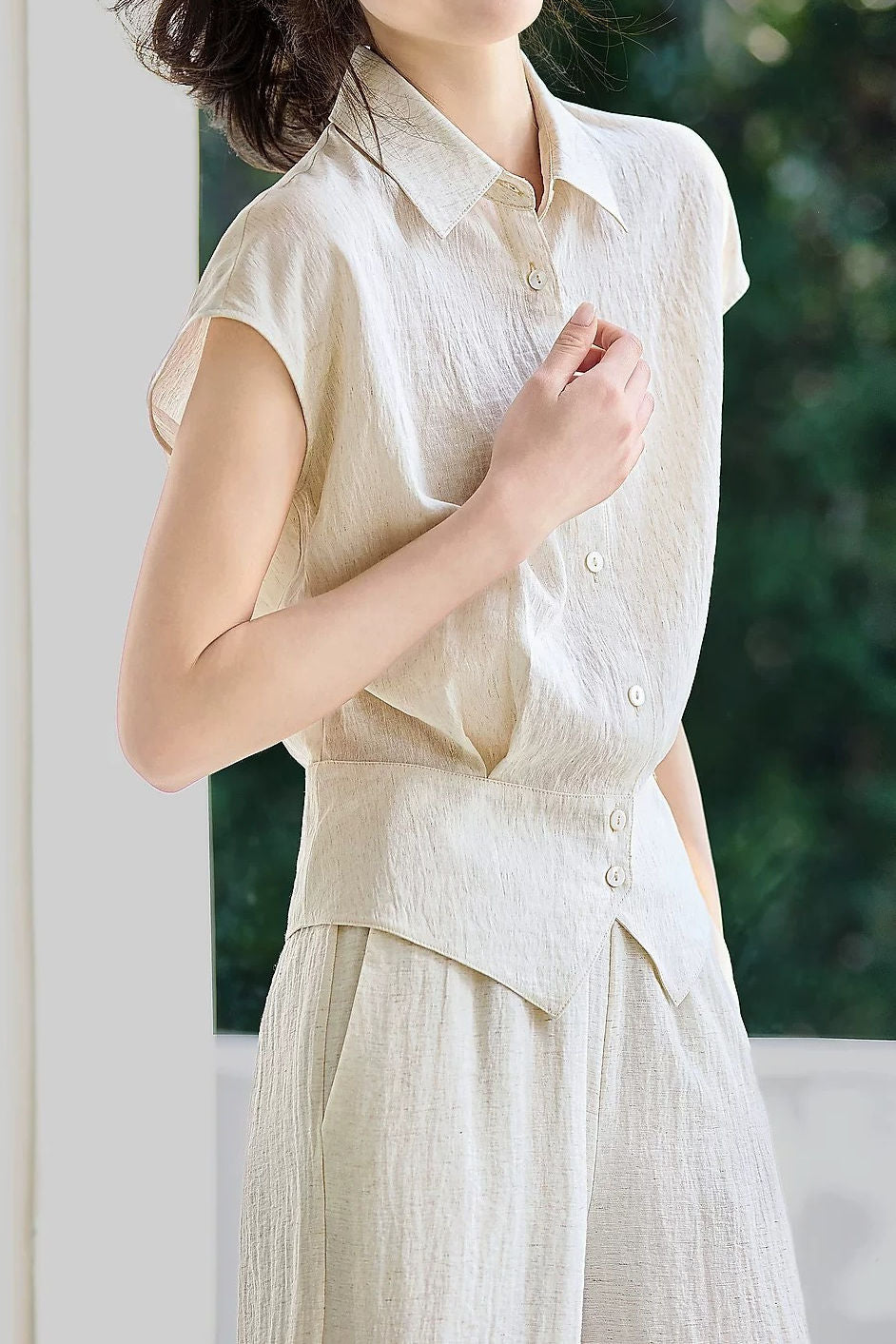 Light Commuter Ruched Waist Shirt - liwisi