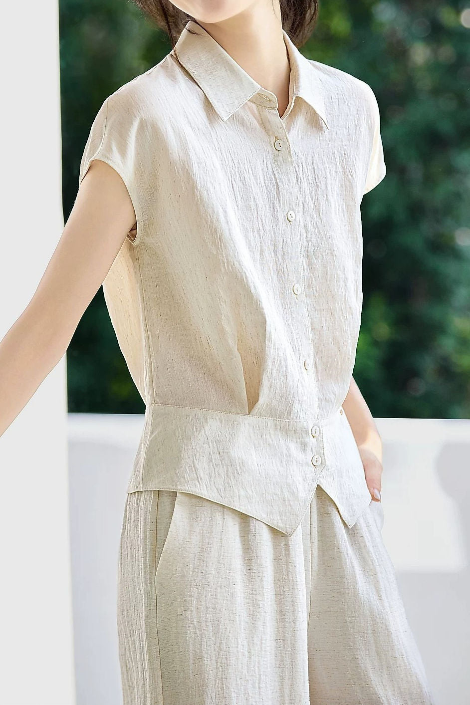 Light Commuter Ruched Waist Shirt - liwisi