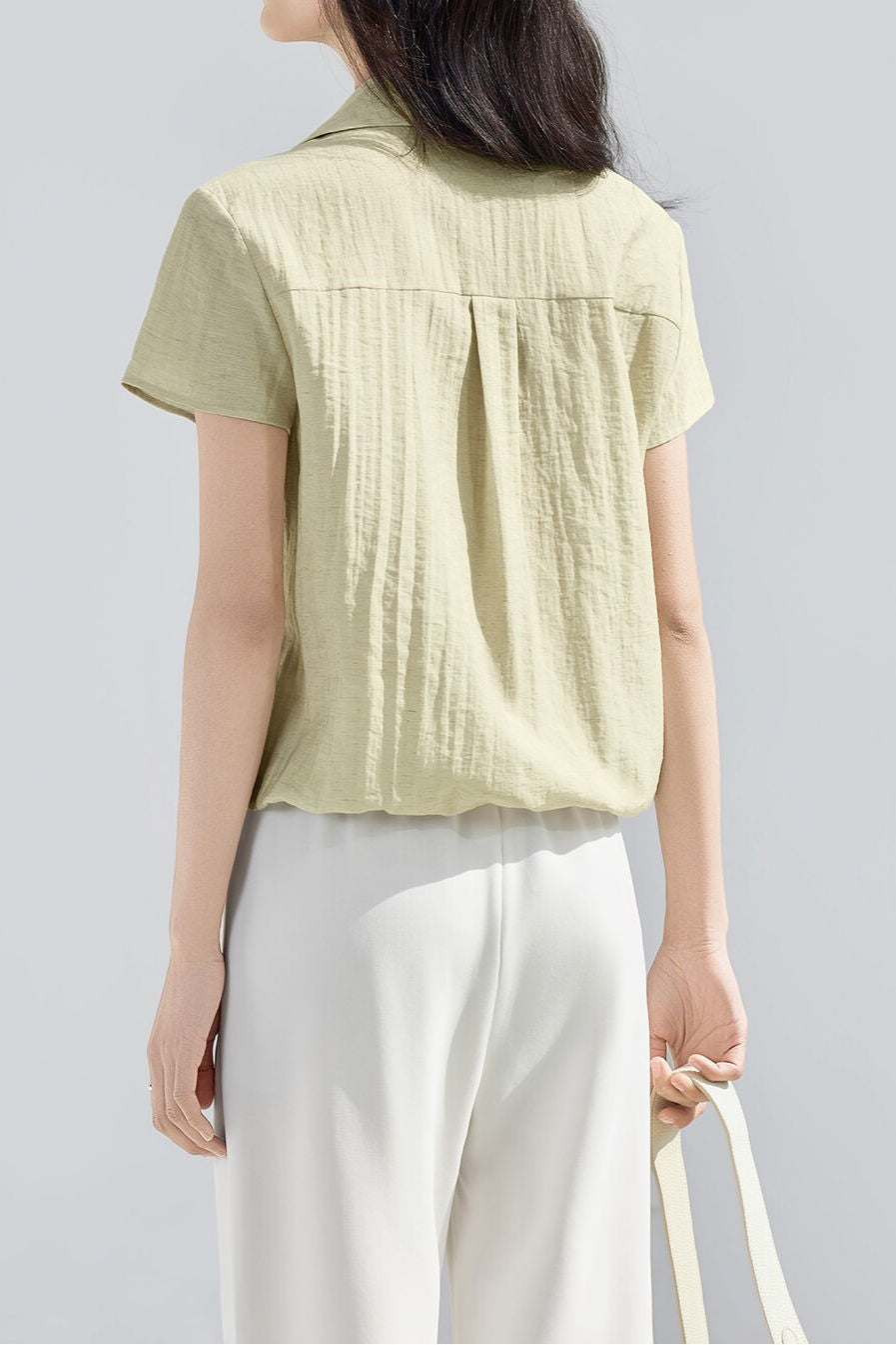 Casual Color Block Fake Two-Piece Linen Shirt - liwisi