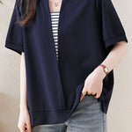 Casual Striped Fake Two-Piece T-Shirt - liwisi