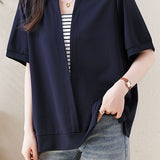 Casual Striped Fake Two-Piece T-Shirt - liwisi