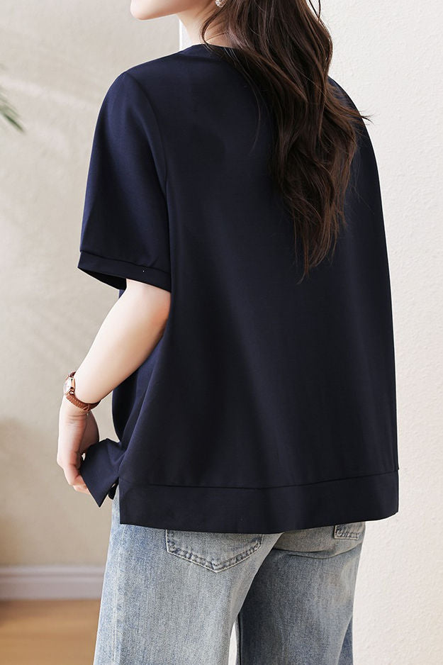 Casual Striped Fake Two-Piece T-Shirt - liwisi