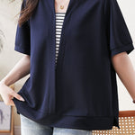 Casual Striped Fake Two-Piece T-Shirt - liwisi