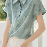 Elegant Commuter Folded Drop Shoulder Printed Shirt - liwisi