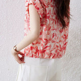 Elegant Ruffled Flutter Sleeve Printed Shirt - liwisi