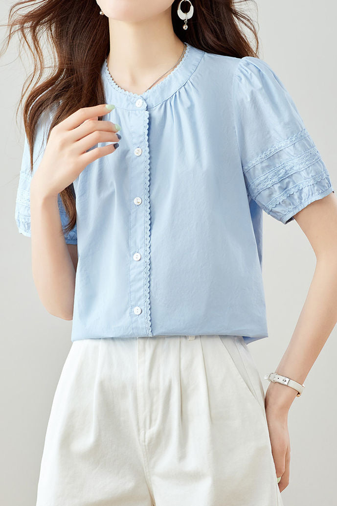 Elegant Commuter Lace Trim Shirt - liwisi