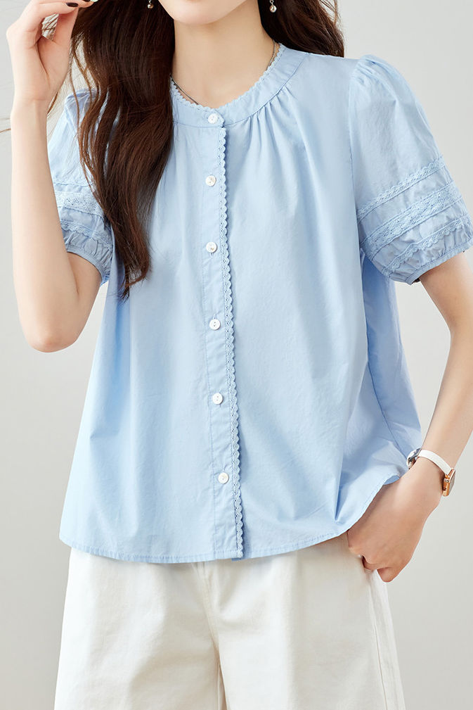 Elegant Commuter Lace Trim Shirt - liwisi