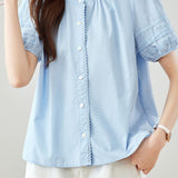 Elegant Commuter Lace Trim Shirt - liwisi