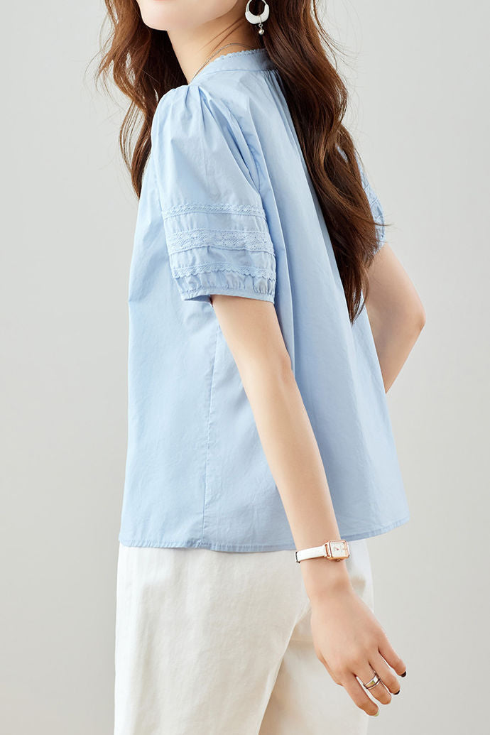Elegant Commuter Lace Trim Shirt - liwisi
