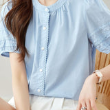 Elegant Commuter Lace Trim Shirt - liwisi