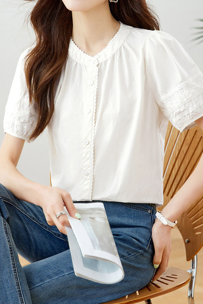 Elegant Commuter Lace Trim Shirt - liwisi