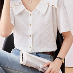 Elegant Commuter Jacquard Double Collar Shirt - liwisi