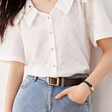 Elegant Commuter Jacquard Double Collar Shirt - liwisi