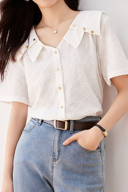Elegant Commuter Jacquard Double Collar Shirt - liwisi