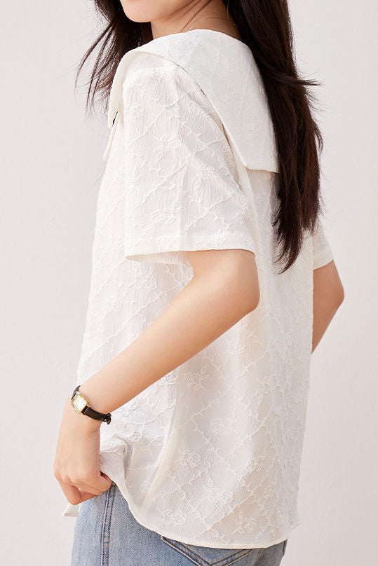 Elegant Commuter Jacquard Double Collar Shirt - liwisi
