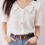 Elegant Commuter Jacquard Double Collar Shirt - liwisi