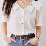 Elegant Commuter Jacquard Double Collar Shirt - liwisi