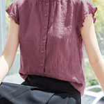 Elegant Ruffled Stand Collar Shirt - liwisi