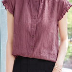 Elegant Ruffled Stand Collar Shirt - liwisi