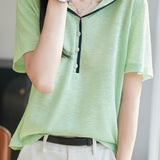 Elegant Navy Collar Color Block Knit Sweater - liwisi