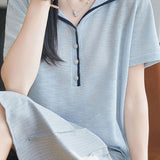 Elegant Navy Collar Color Block Knit Sweater - liwisi