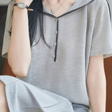 Elegant Navy Collar Color Block Knit Sweater - liwisi
