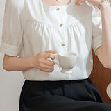 Elegant Commuter French Square Neck Shirt - liwisi