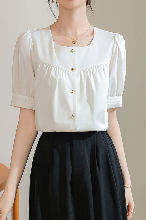 Elegant Commuter French Square Neck Shirt - liwisi