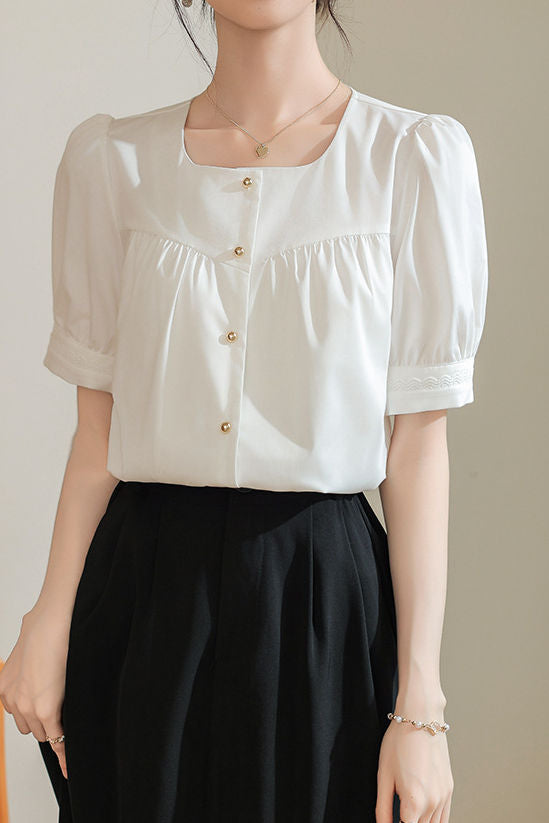 Elegant Commuter French Square Neck Shirt - liwisi