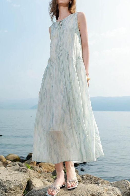 Elegant Sleeveless Floral Tank Dress - liwisi