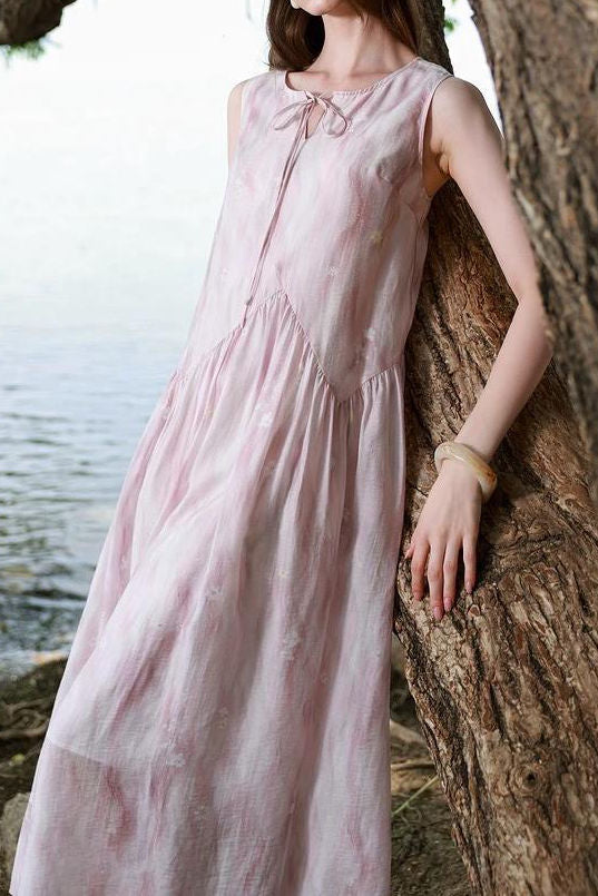 Elegant Sleeveless Floral Tank Dress - liwisi