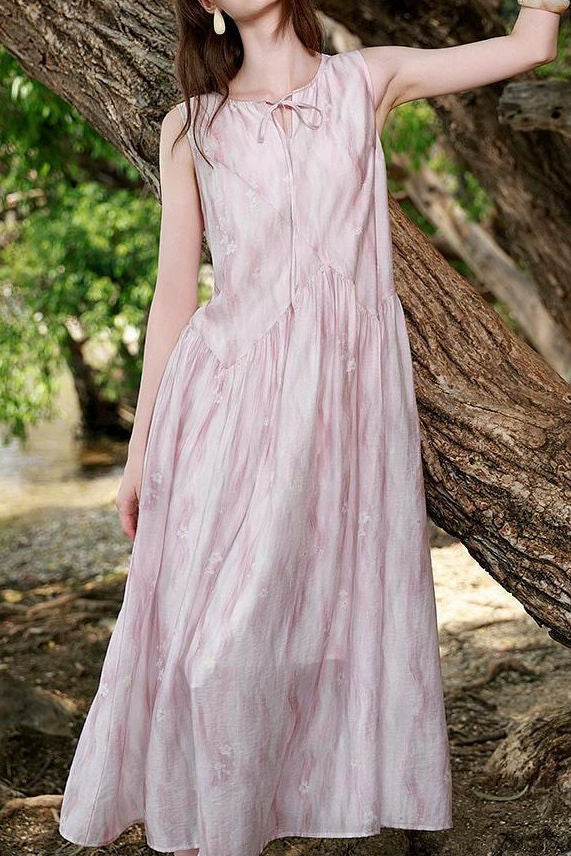 Elegant Sleeveless Floral Tank Dress - liwisi
