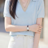 Elegant V-Neck Fake Two-Piece Knit Sweater - liwisi