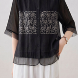 Elegant Commuter Round Neck Embroidered Shirt - liwisi