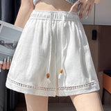 Casual Vacation Exquisite Lace Trim Shorts - liwisi