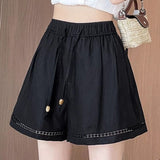 Casual Vacation Exquisite Lace Trim Shorts - liwisi