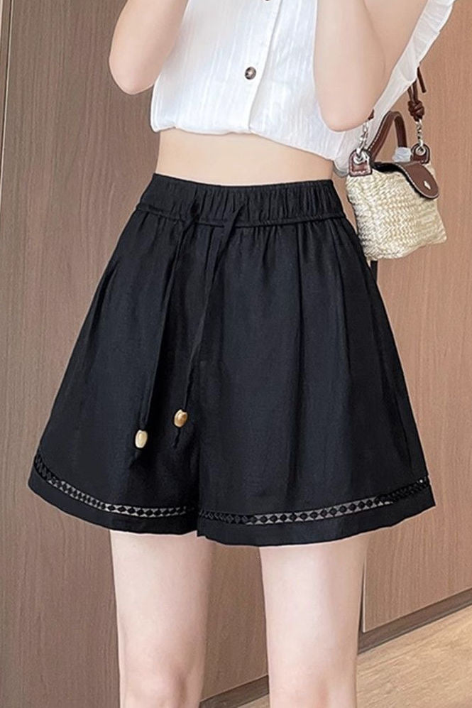Casual Vacation Exquisite Lace Trim Shorts - liwisi