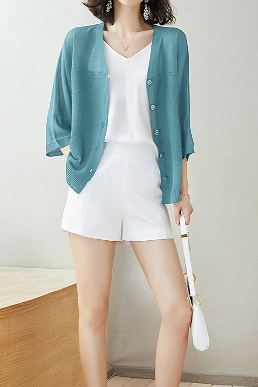 Elegant Commuter V-Neck Batwing Sleeve Knit Sweater - liwisi