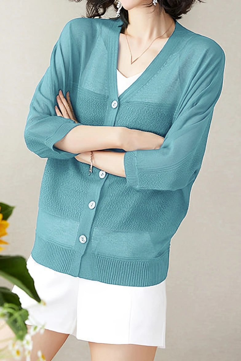 Elegant Commuter V-Neck Batwing Sleeve Knit Sweater - liwisi