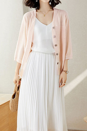 Elegant Commuter V-Neck Batwing Sleeve Knit Sweater - liwisi